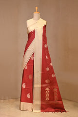 Red Soft Silk Saree with Gold Zari Floral Buta