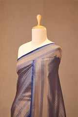 Blue Semi Silk Saree with Antique Zari Brocade Buti