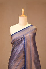 Blue Semi Silk Saree with Antique Zari Brocade Buti