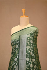 Green Soft Silk Saree with Silver Zari Floral Jaal