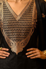 Black Banarasi Silk Salwar Suit with Intricate Zari Work