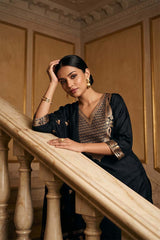 Black Banarasi Silk Salwar Suit with Intricate Zari Work