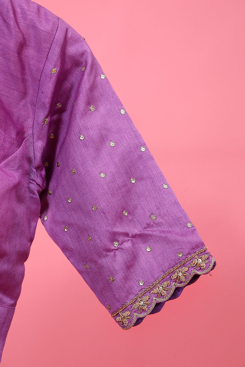 Lavender Handwoven Chiniya Silk Blouse - Chinaya Banaras