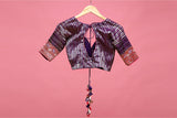 Purple Handwoven Banarasi Silk Blouse - Chinaya Banaras