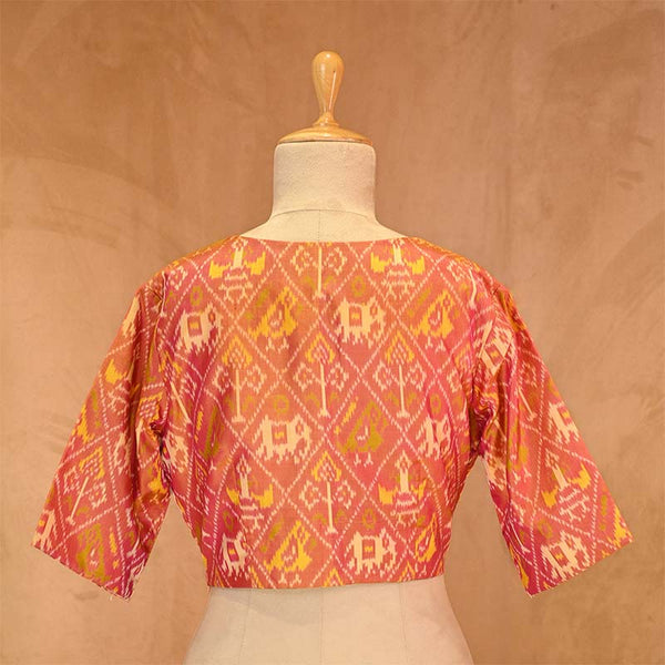 Rust Yellow Ikkat Silk Blouse