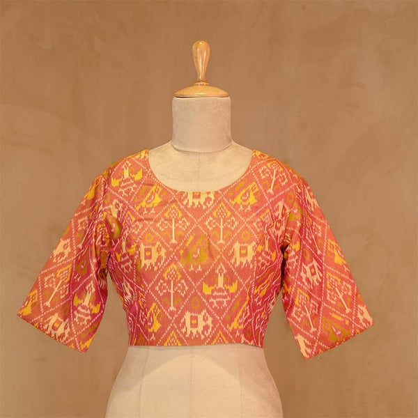 blouse, Orange blouse, blouse design, bridal blouse, designer blouse, silk blouse, wedding blouse, latest blouse, brocade blouse, handloom blouse,