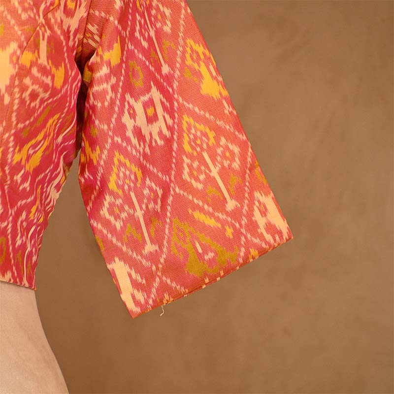 Rust Yellow Ikkat Silk Blouse