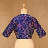 Navy Blue Patola Woven Silk Blouse