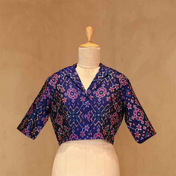 blouse, Blue blouse, Patola print  blouse, blouse design, bridal blouse, designer blouse, silk blouse, wedding blouse, latest blouse, brocade blouse, handloom blouse,