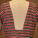 Red & Black Stripe Printed Silk Blouse