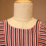Red & Black Stripe Printed Silk Blouse