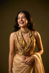 Gold Collared Tissue Silk Blouse