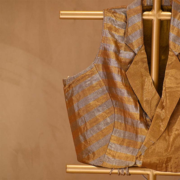 Gold Collared Tissue Silk Blouse