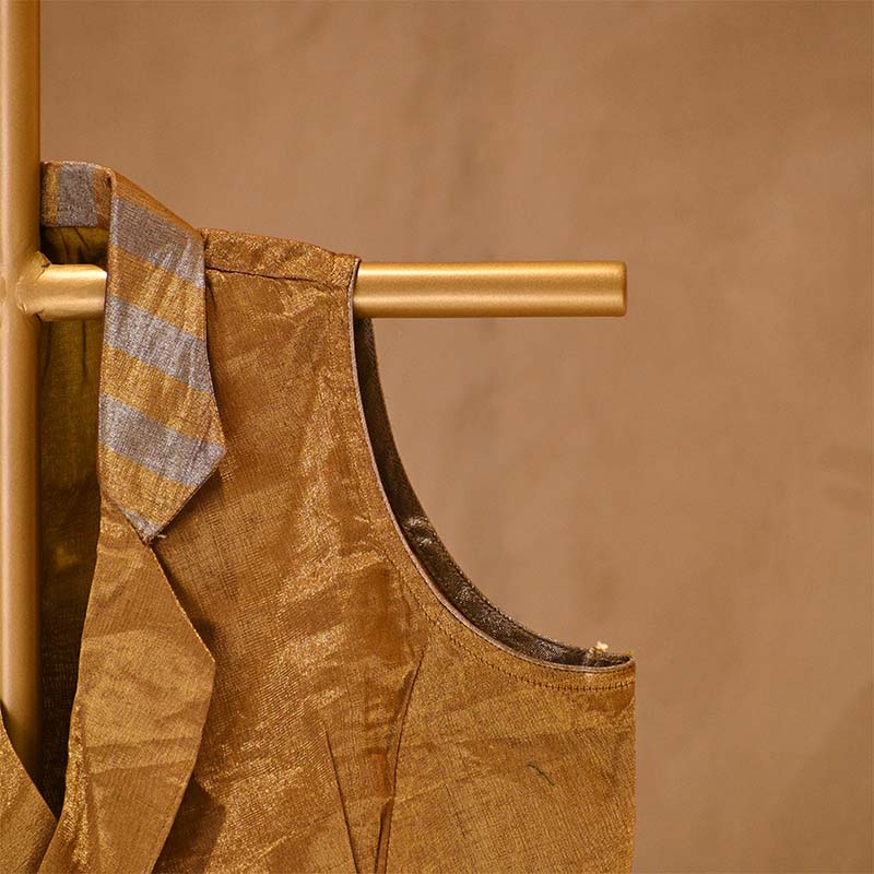 Gold Collared Tissue Silk Blouse