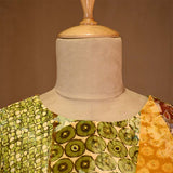 Multicolored Abstaract Printed Embellished Silk Blouse