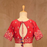 Red Banarasi Blouse Designed with Cutdana & Aari Handwork