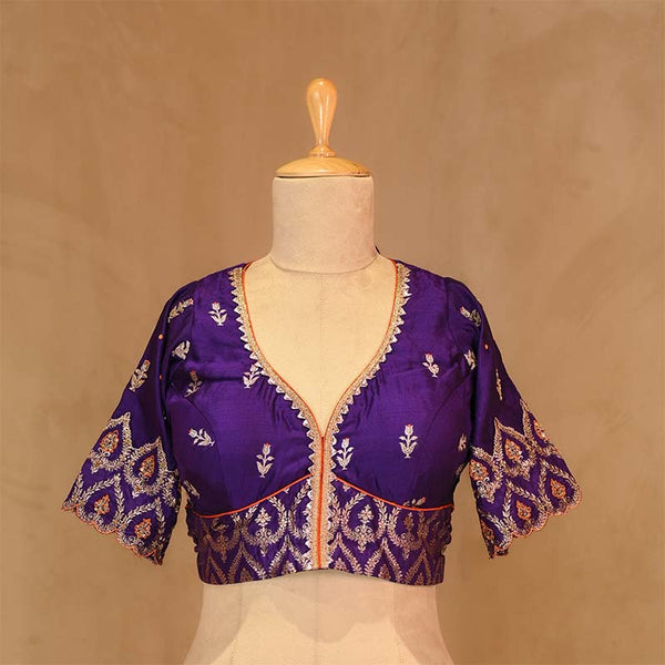 blouse, Purple blouse, blouse design, bridal blouse, designer blouse, silk blouse, wedding blouse, latest blouse, brocade blouse, handloom blouse,