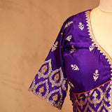 Purple Banarasi Silk Blouse with Kadhwa Motifs and Handwork