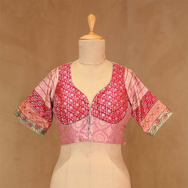 blouse, Pink blouse, blouse design, bridal blouse, designer blouse, silk blouse, wedding blouse, latest blouse, brocade blouse, handloom blouse,
