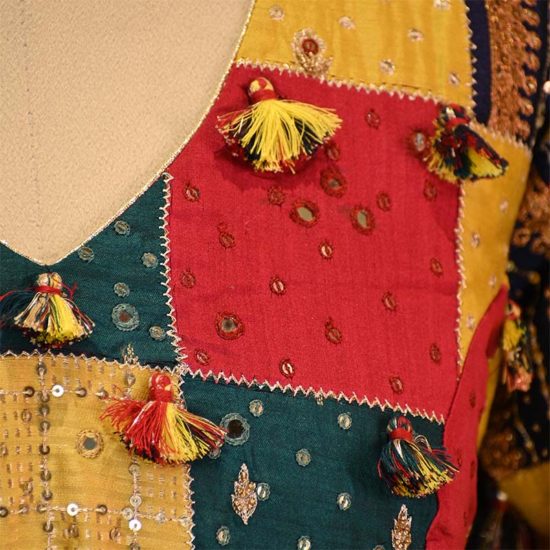Multicolored Banarasi Silk Blouse with Sequin and Aari Handwork