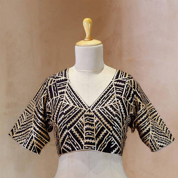 blouse, Black blouse, blouse design, bridal blouse, designer blouse, silk blouse, wedding blouse, latest blouse, brocade blouse, handloom blouse, Black Blouse