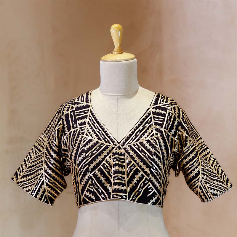 blouse, Black blouse, blouse design, bridal blouse, designer blouse, silk blouse, wedding blouse, latest blouse, brocade blouse, handloom blouse, Black Blouse