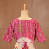 Magenta Pink Banarasi Blouse with Zari Stripes