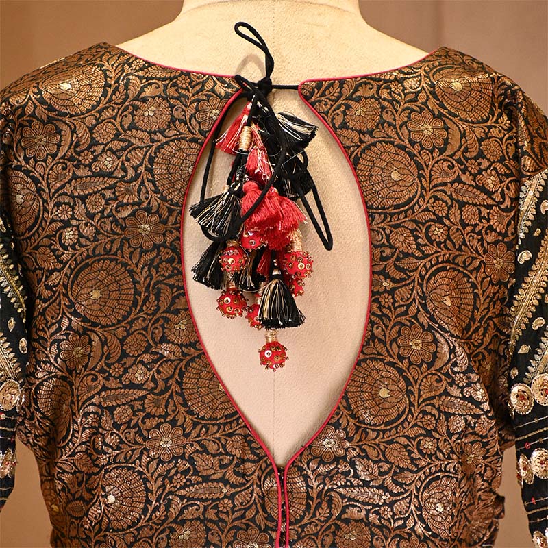 Black Designer Blouse with Hand Embellished Work