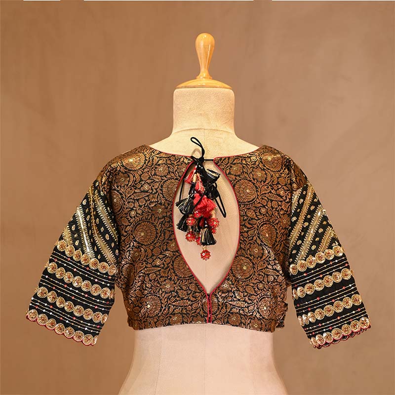 Black Designer Blouse with Hand Embellished Work