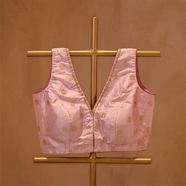 Baby Pink Handloom Banarasi Blouse