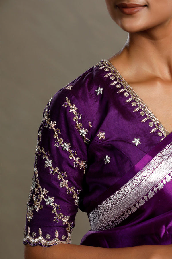 Nita Ambani in Charbahgh Purple Blouse closeup