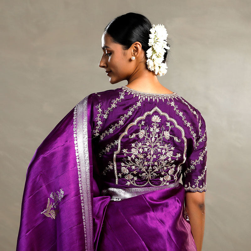 Nita Ambani Dark Purple Charbagh Designer Blouse