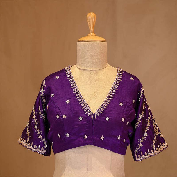 blouse, Purple blouse, blouse design, bridal blouse, designer blouse, silk blouse, wedding blouse, latest blouse, brocade blouse, handloom blouse