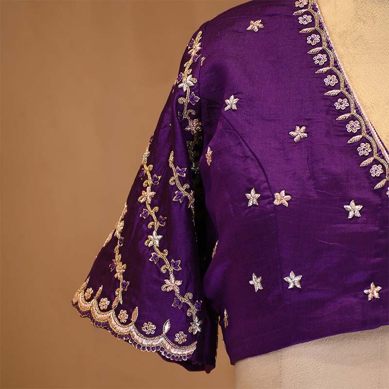 Nita Ambani Dark Purple Charbagh Designer Blouse