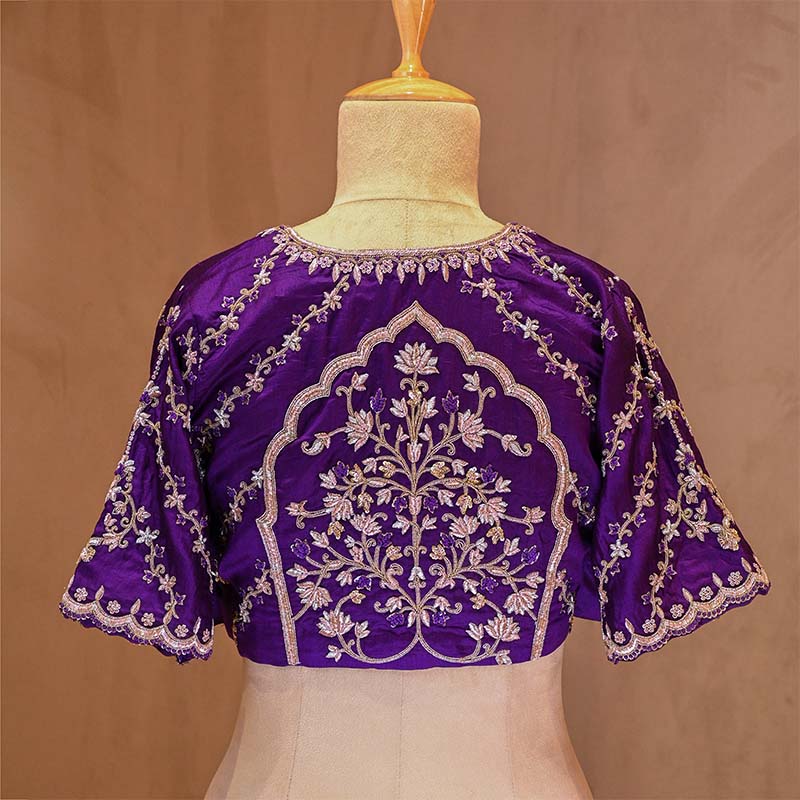 blouse, Purple blouse, blouse, blouse design, bridal blouse, designer blouse, silk blouse, wedding blouse, latest blouse, brocade blouse, handloom blouse,