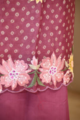 Magenta Embroidered Bandhani Organza Silk Suit Set with Dupatta