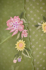 Light Green Embroidered Bandhani Organza Silk Suit Set with Organza Dupatta