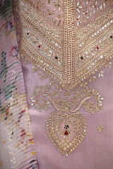 Lilac Tissue Silk Unstitched Suit Set with Gota Patti