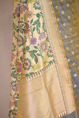 Green Katan Silk Three Piece Suit Set with Paithani Dupatta