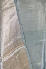 Sky Blue Embellished Tissue Silk Unstitched Suit Set with Brocade Dupatta