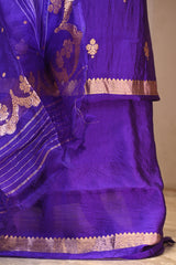 Purple Banarasi Silk Unstitched Suit Set with Shibori Organza Dupatta