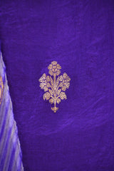 Purple Banarasi Silk Unstitched Suit Set with Shibori Organza Dupatta