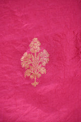 Pink Banarasi Silk Unstitched Suit Set with Organza Shibori Dupatta