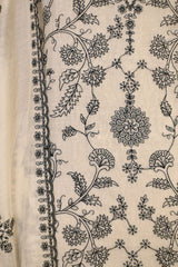 White Mulmul Cotton Three Piece Suit Set with Resham Embroidery