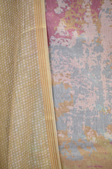 Green Mulmul Cotton Unstitched  Suit Set with Abstract Prints