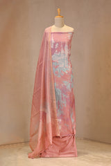Pink Mulmul Cotton Three Piece Suit Set with Abstract Prints