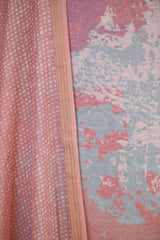 Pink Mulmul Cotton Three Piece Suit Set with Abstract Prints