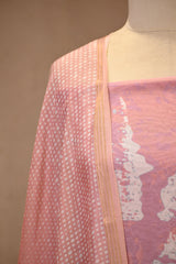 Pink Mulmul Cotton Three Piece Suit Set with Abstract Prints