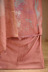 Pink Mulmul Cotton Three Piece Suit Set with Abstract Prints