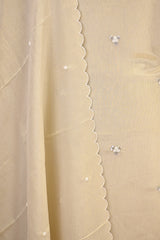 Ivory Semi Chiffon Tissue Silk Three Piece Suit Set with Pearl & Sequin Work